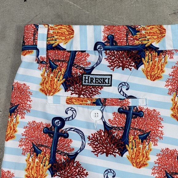 Hreski Shorts Mens 44 Multicolor Anchors Coral EUC - Picture 3 of 10